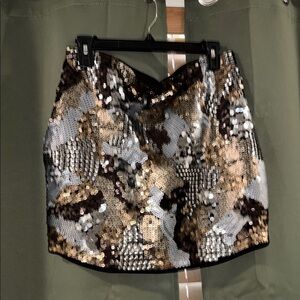 Glam Sequin Mini Skirt in Gold and Silver